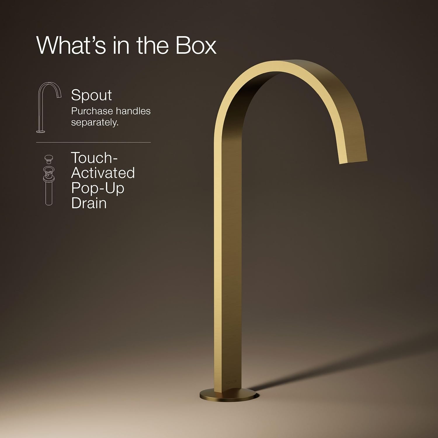 Kohler 77966-2MB Components® Bathroom sink faucet spout with Ribbon design, 1.2 gpm, Vibrant Brushed Moderne Brass