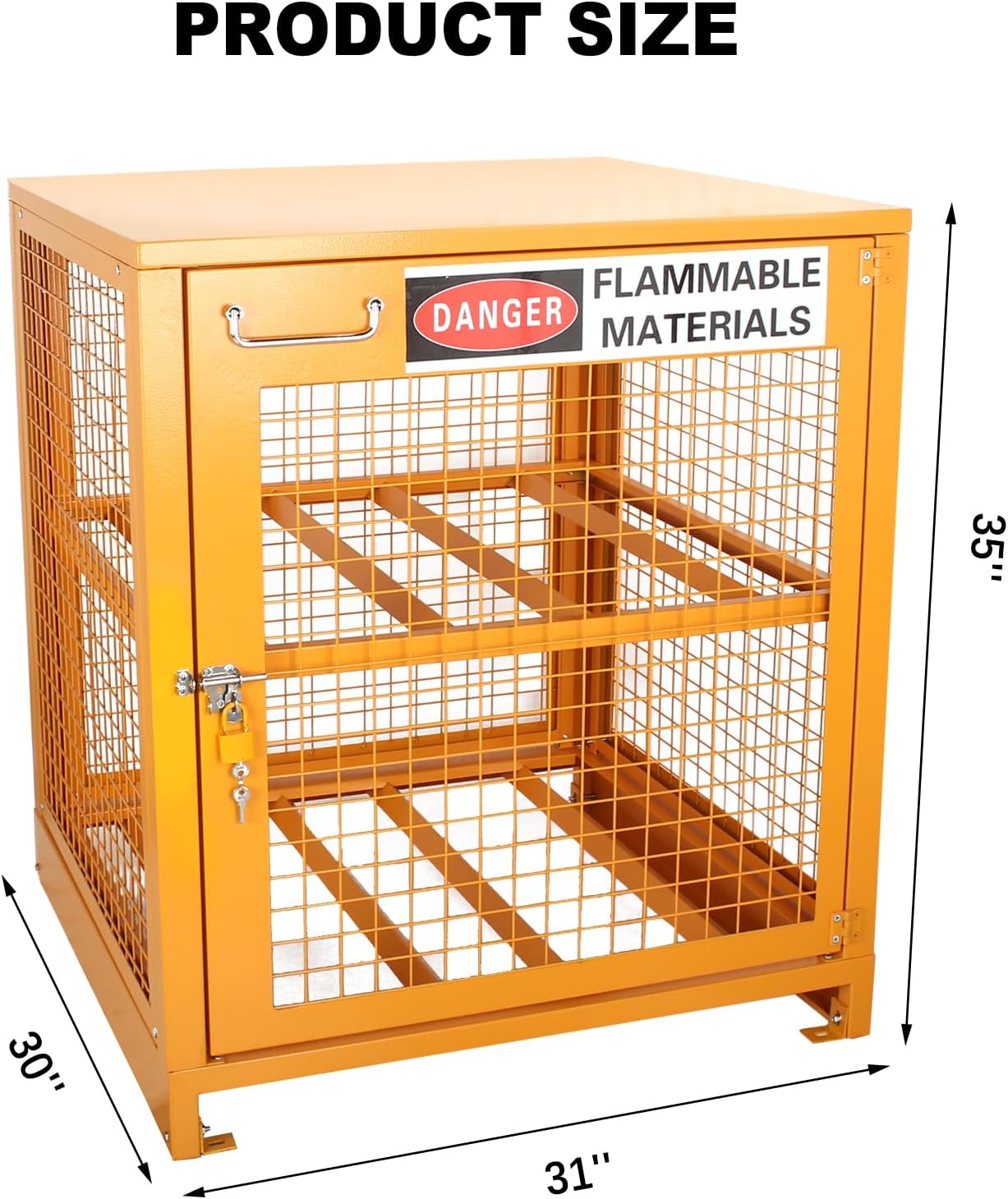 Sidasu Propane Tank Storage Cabinet - 31'x30'x35' Yellow Steel Box Holds 4 Cylinders (Fits 3,5,11,20,30,33lb Tanks)