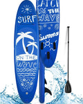 MEDIMALL 117'' x 30'' x 6'' SURF Pattern Inflatable Upright Paddle Board, Lightweight, with SUP Accessories, Detachable Fins, Paddle Board, Pump, Belt, and Handbag, Suitable for Adults and Teenagers