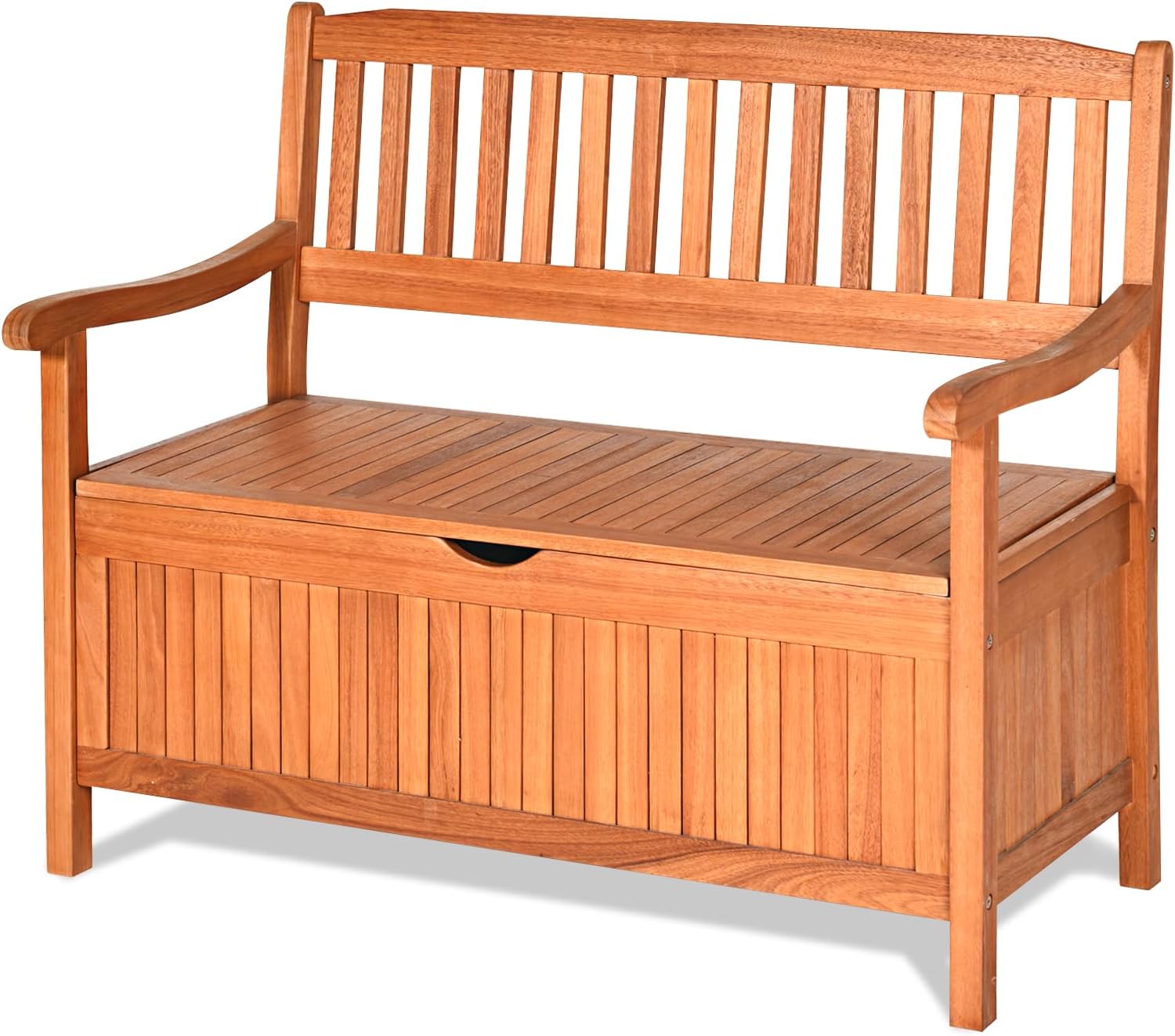 DORTALA 42'' Wooden Outdoor Storage Bench Large Deck Box, Entryway Storage Bench w/Inner Removable Dustproof Lining and Portable Handles for Patio Garden Balcony Yard Living Room