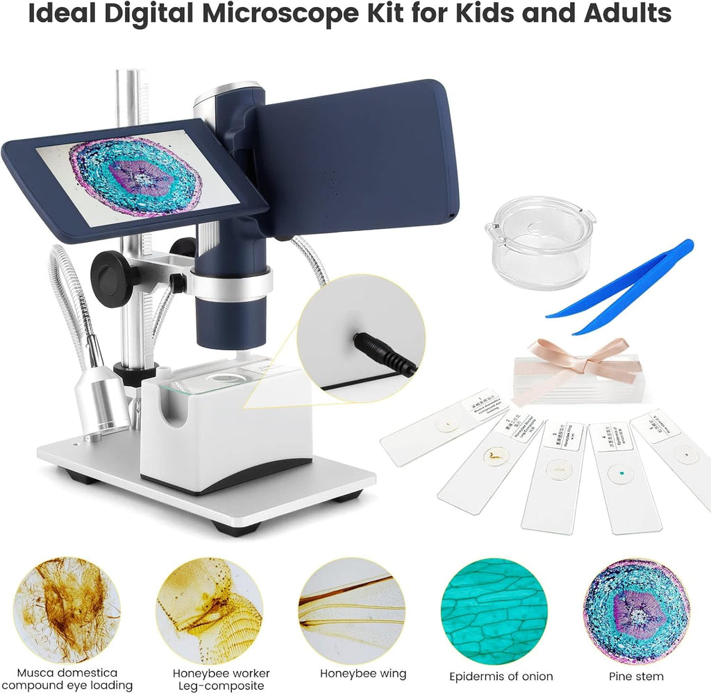 Andonstar AD203S HDMI Digital Microscope for Error Coins with Metal Stand, Handheld Portable USB Microscope Kit for Kids&Adults, 4' LCD Screen, Photo/Video Capture, Windows/Mac PC Compatible(Navy)