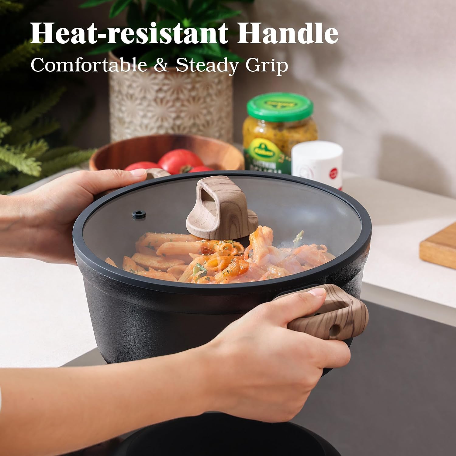 SENSARTE 20Pcs Nonstick Pots and Pans Set, Black Non Stick Cookware Set, Healthy Kitchen Cooking Set, Induction Compatible, Dishwasher Safe, PFOA/PFOS Free