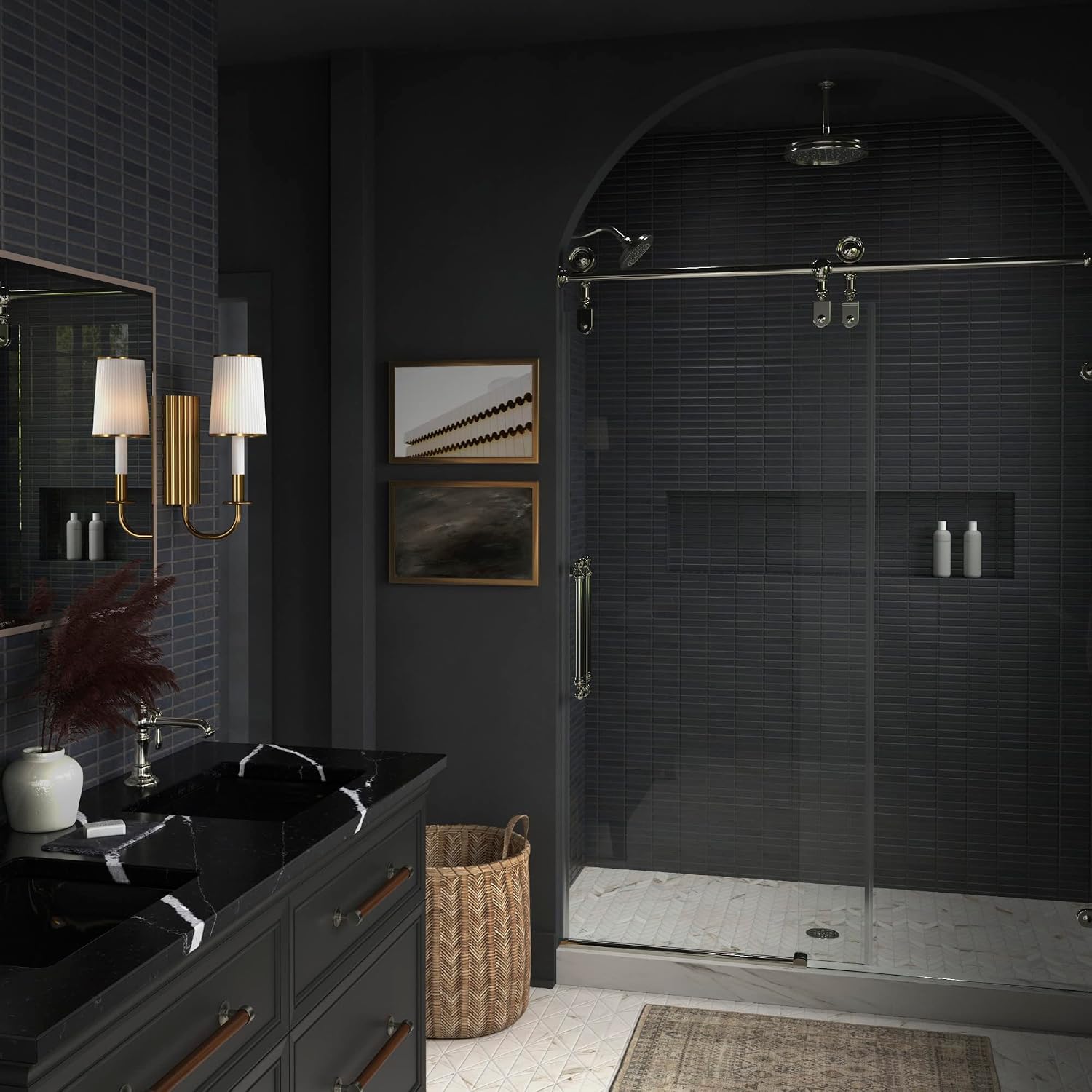 Kohler K-701725-10L-BN Artifacts 80-7/8' Sliding Shower Door with 3/8'-Thick Glass, Vibrant Brushed Nickel