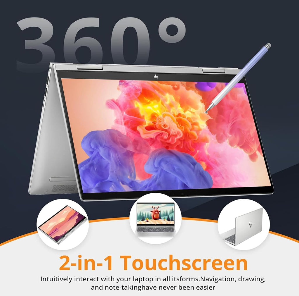 HP 2024 Envy 2-in-1 14' FHD Touchscreen Laptop, Core 7 150U(Bests i7-1355U), Wi-Fi 6E, FP Reader, Natural Silver, Backlit KB, BT 5.3, Win11 W/Stylus Pen (16GB RAM | 1TB SSD +Pen)