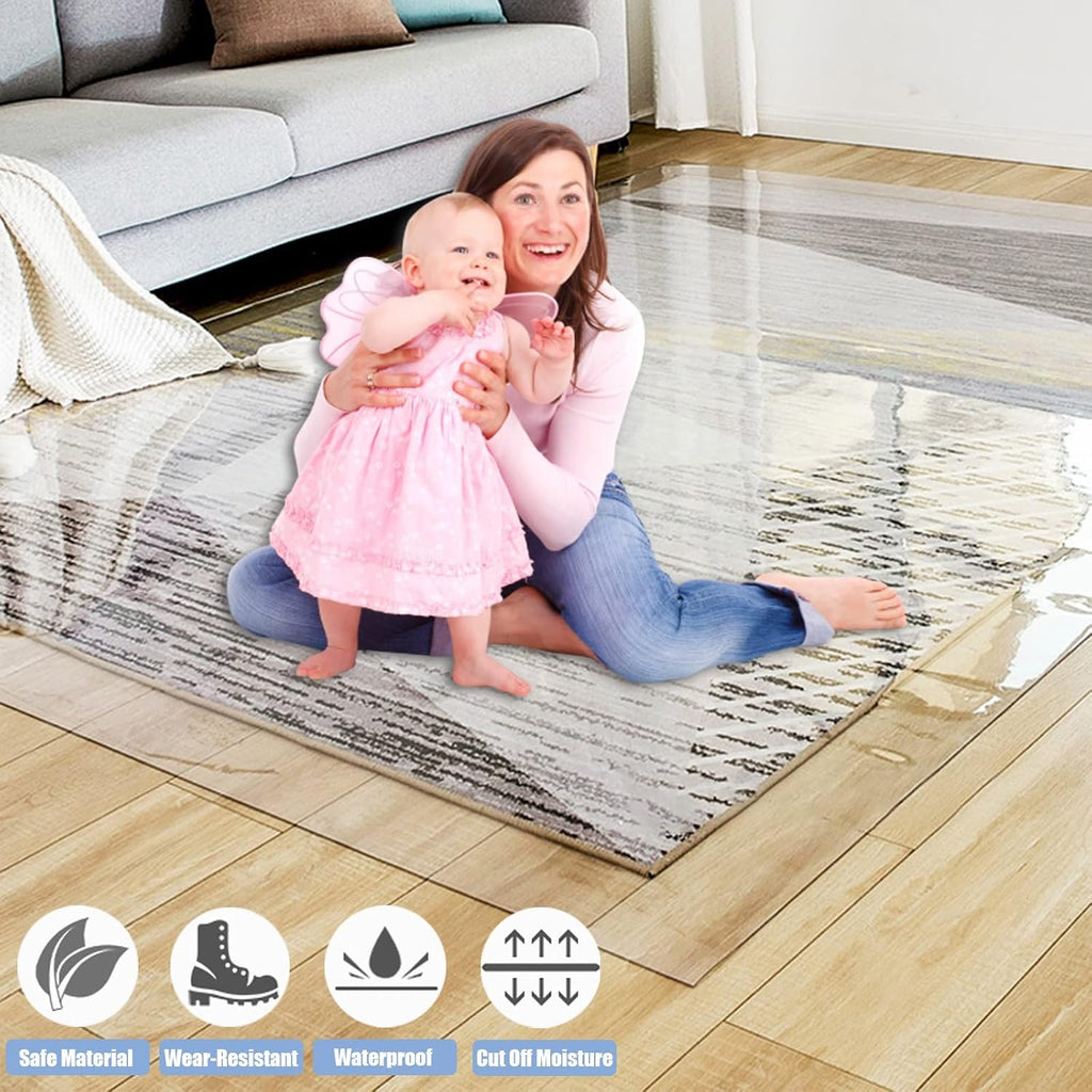 Vinyl Clear Desk Chair Mat for Carpet, Wood/Tile Floor Protector, Kitchen Countertop Mat Tabletop Cover Furniture/Cabinet/Shelf Top Protection Pad, Runner Rug Non-Slip (Color : Clear, Size : 4x14f