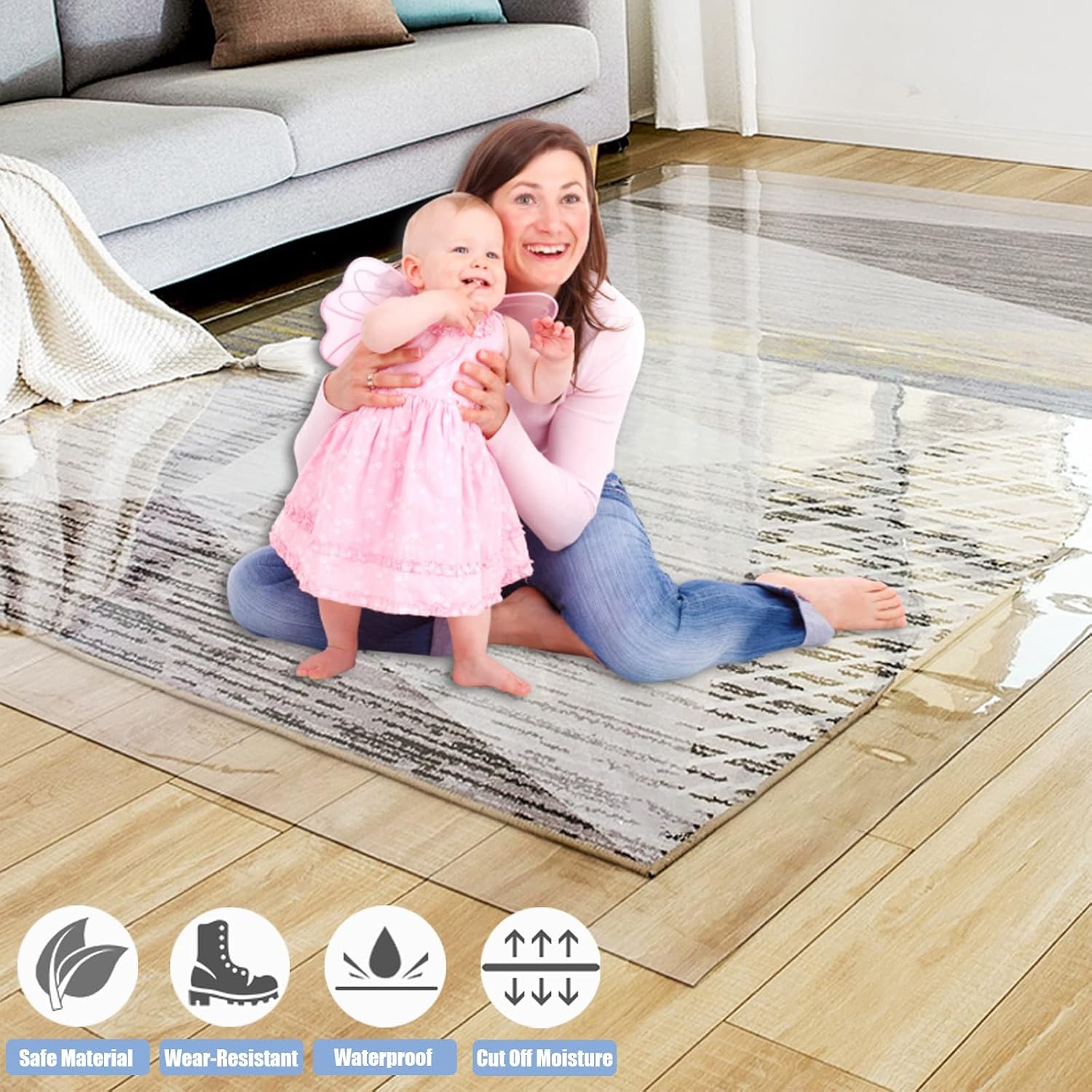 Vinyl Clear Desk Chair Mat for Carpet, Wood/Tile Floor Protector, Kitchen Countertop Mat Tabletop Cover Furniture/Cabinet/Shelf Top Protection Pad, Runner Rug Non-Slip (Color : Clear, Size : 3x21f