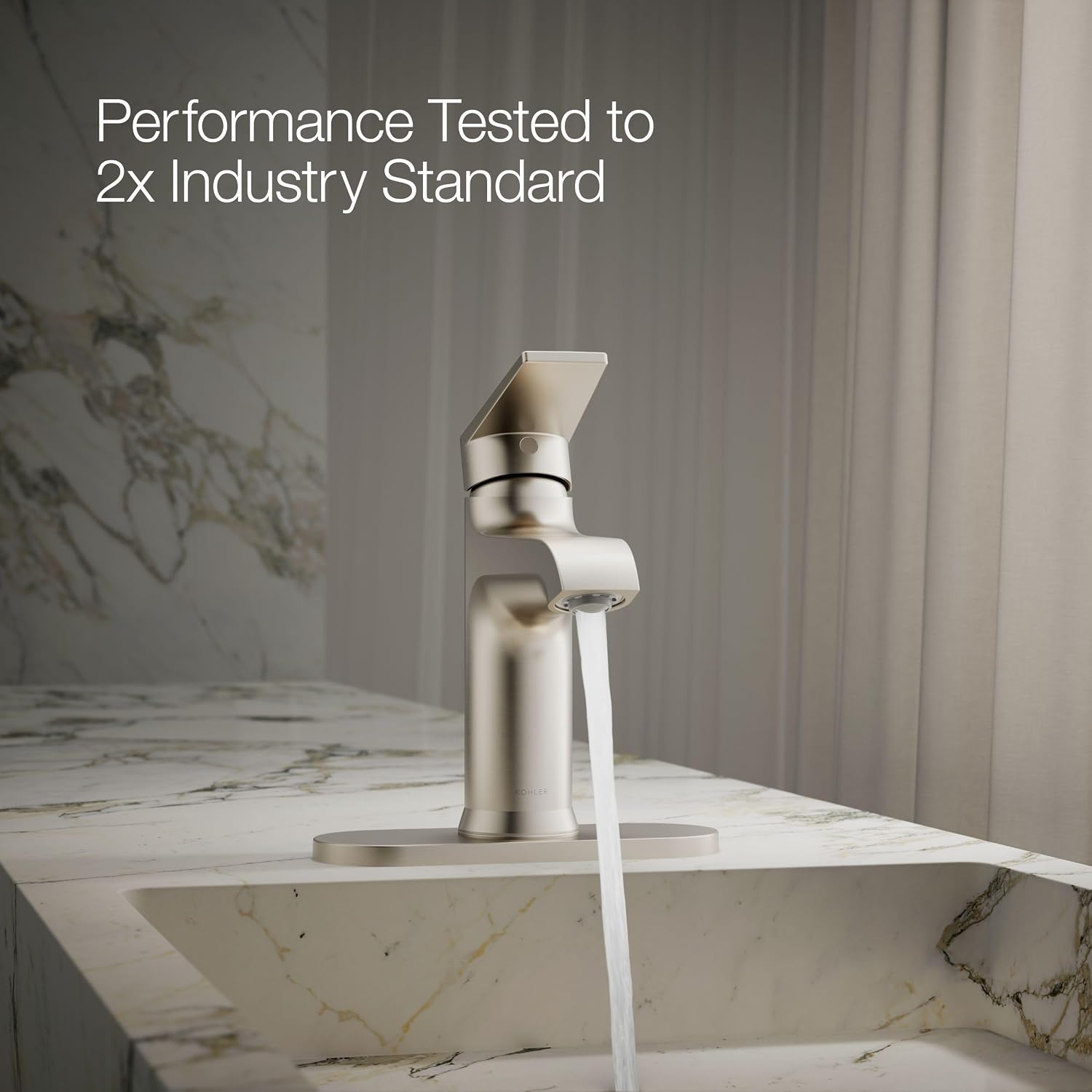 Kohler 97061-4-BN Hint® Single-Handle Bathroom Sink Faucet, 1.2 gpm, Vibrant Brushed Nickel