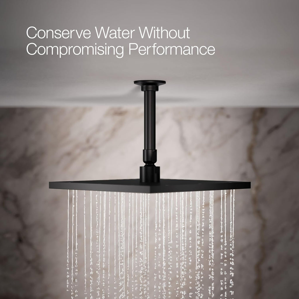 Kohler 13696-BL Contemporary Square 10' single-function rainhead, 2.5 gpm, Matte Black