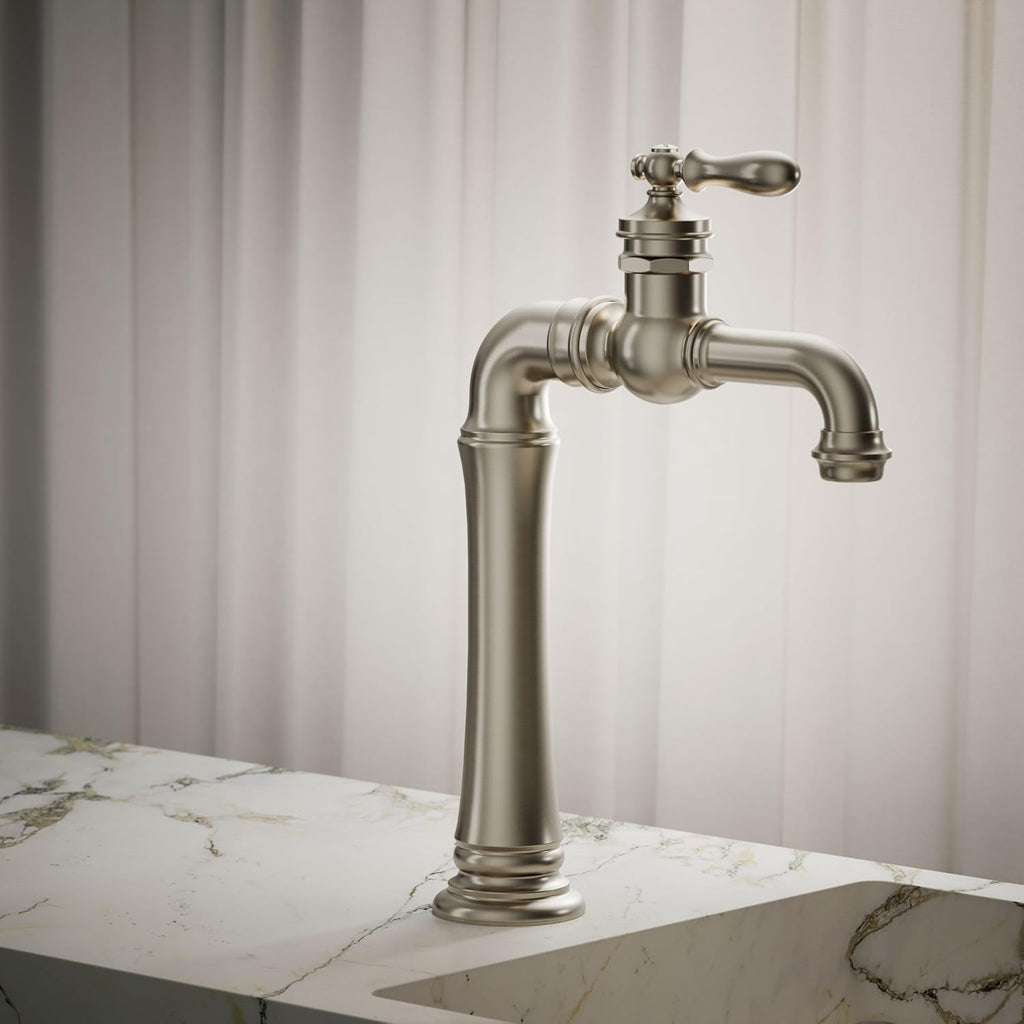 Kohler 72763-9M-BN Artifacts® Gentleman's® Single-Handle Bathroom Sink Faucet, 1.2 gpm, Vibrant Brushed Nickel