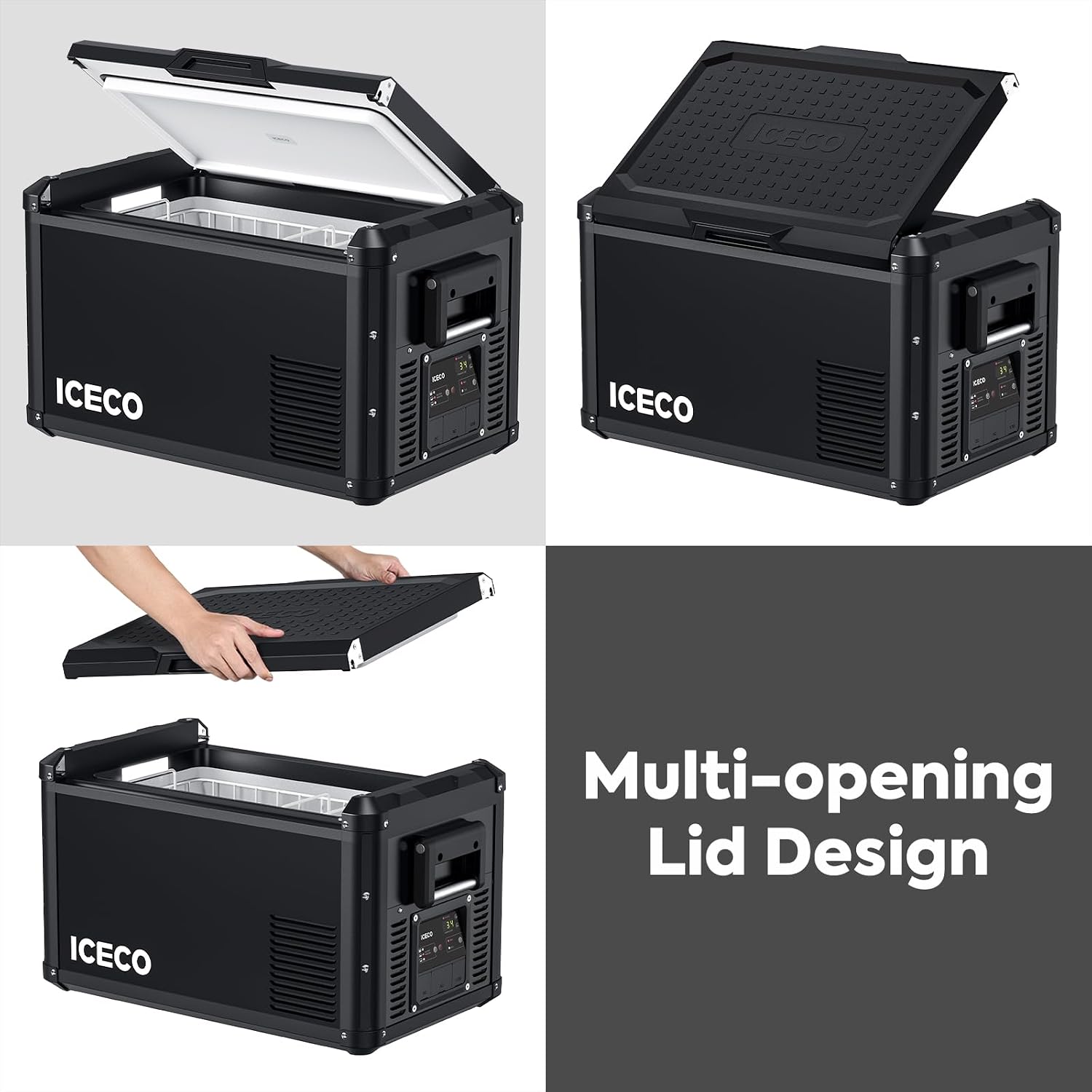 ICECO VL45 ProS 12 Volt Refrigerator with Multi-directional Lid, 45L Portable Fridge Freezer with SECOP Compressor, 0℉-50℉, Dual USB & DC, AC, for Outdoor, Car, RV, Travel |With BC75 Beach Chair Black