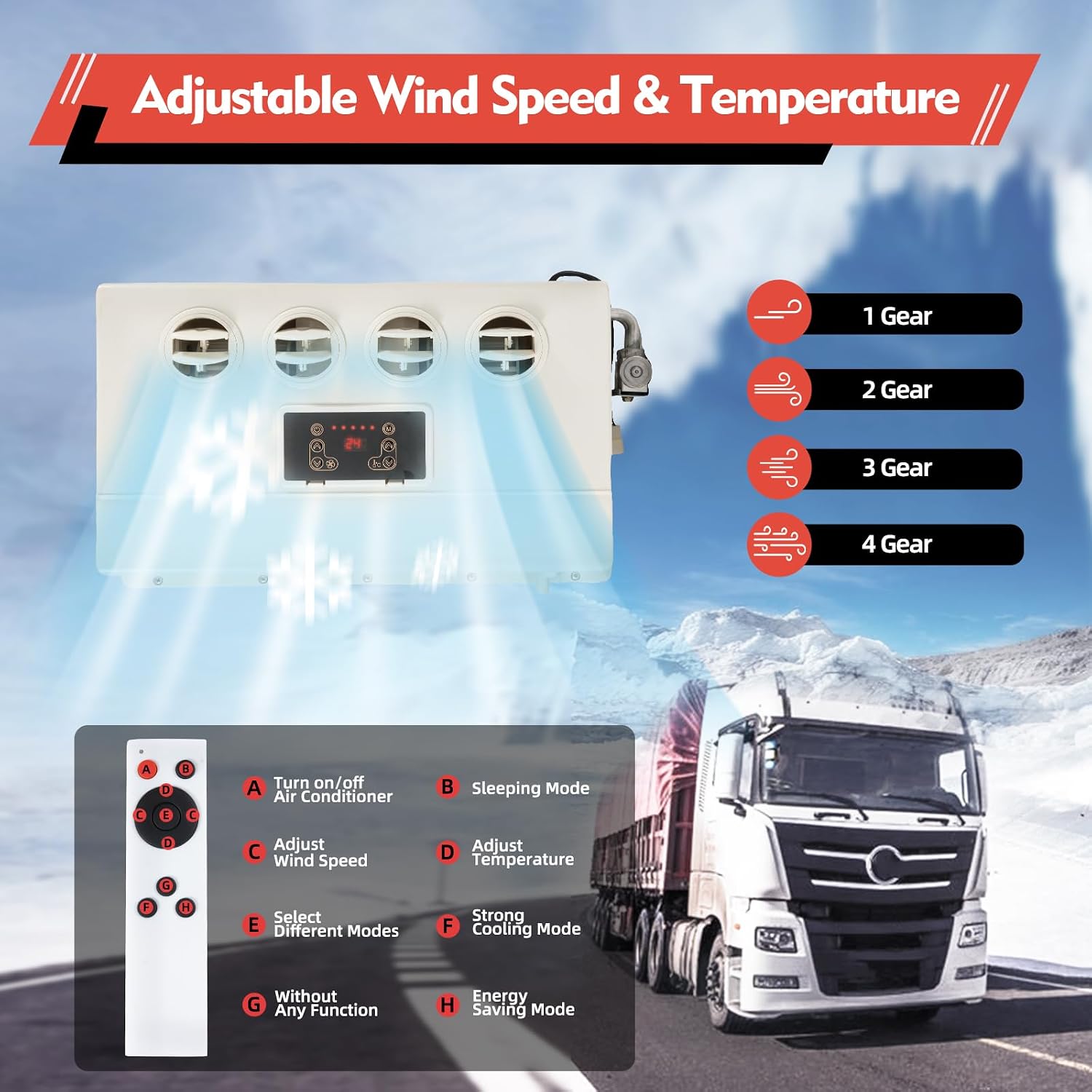 12V 12000 BTU Truck Cab Air Conditioner Split, Mini Split AC System Unit Universal Electric RV Air Conditioner System for Cab Cooling,Portable Truck Cab Split Air Conditioner for Semi Car Bus RV