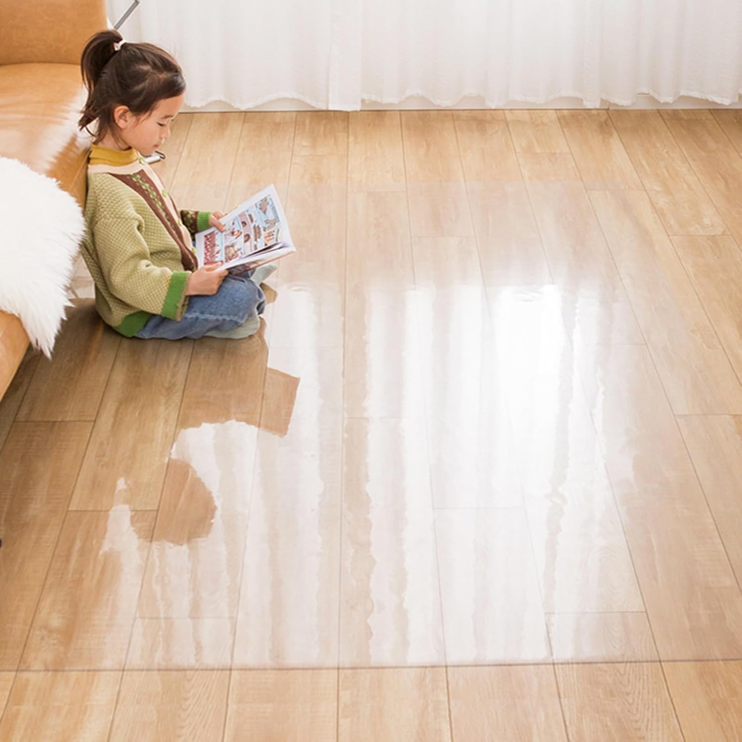 Vinyl Clear Desk Chair Mat for Carpet, Wood/Tile Floor Protector, Kitchen Countertop Mat Tabletop Cover Furniture/Cabinet/Shelf Top Protection Pad, Runner Rug Non-Slip (Color : Clear, Size : 4x11f
