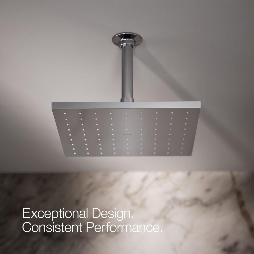 Kohler 13696-CP Contemporary Square 10' single-function rainhead, 2.5 gpm, Polished Chrome