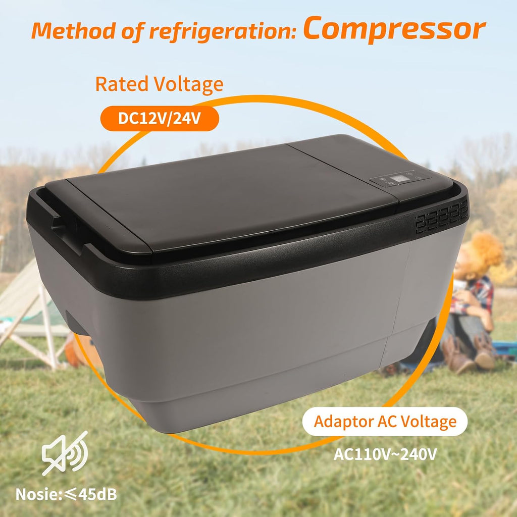 Car Refrigerator for Tesla Model Y, 37QT (35L) 12V Portable Freezer, -4℉~68℉ Trunk Fridge with APP Control, Low Noise & Energy Saving, Camping Road Trip Tailgating, 12/24V DC & 110-240V AC (Black)