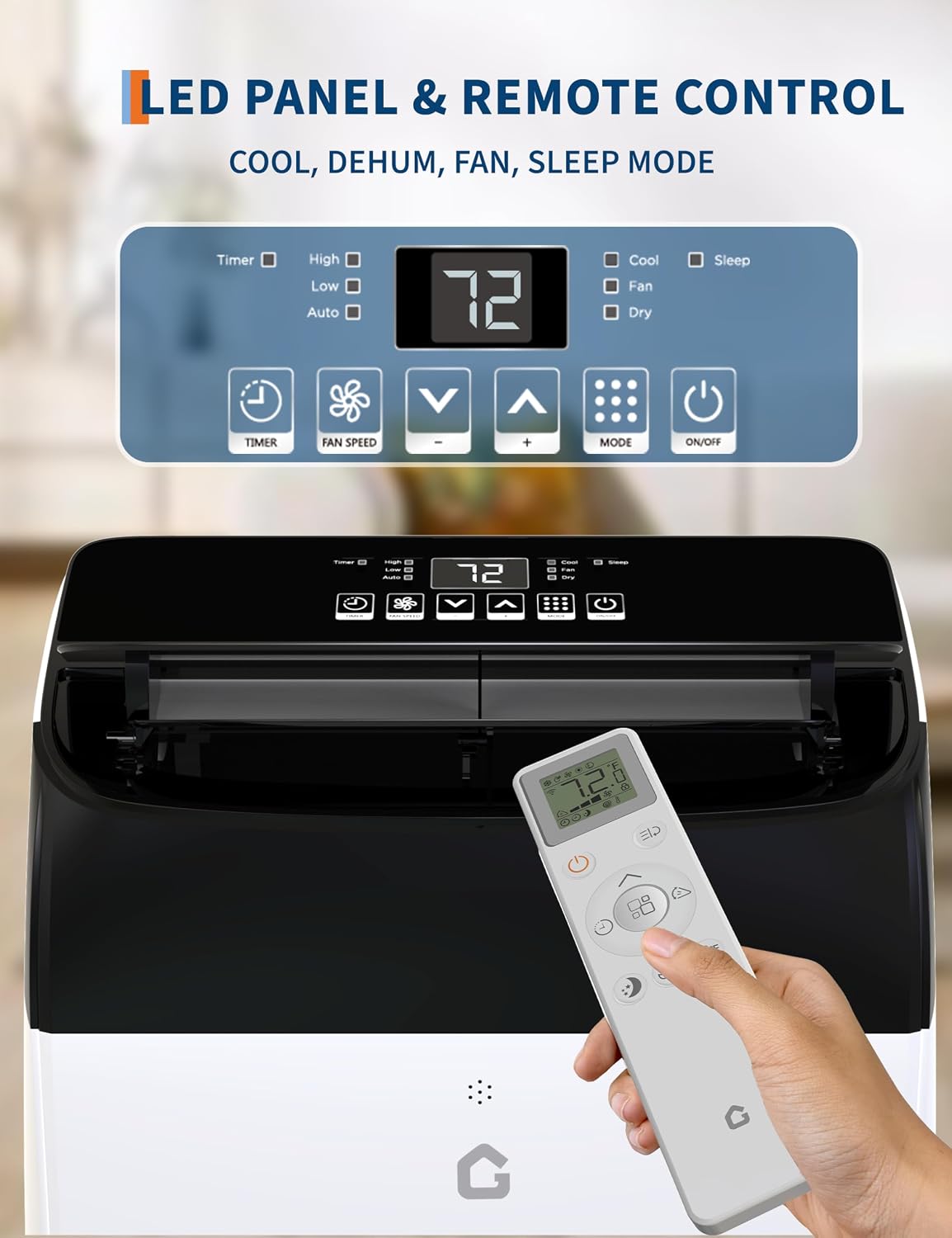 GarveeLife 12,000 BTU Portable Air Conditioners - Smart AC Units Cold with Drainage-free 48db Quiet Cooling within 550 sq.ft, Remote Control 24H Timer/Dehumidifier/Fan Modes for Bedroom Room Indoor