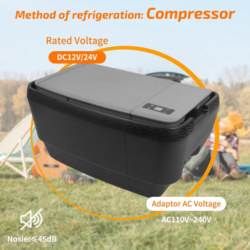 Car Refrigerator for Tesla Model Y, 37QT (35L) 12V Portable Freezer, -4℉~68℉ Trunk Fridge with APP Control, Low Noise & Energy Saving, Camping Road Trip Tailgating, 12/24V DC & 110-240V AC (Grey)