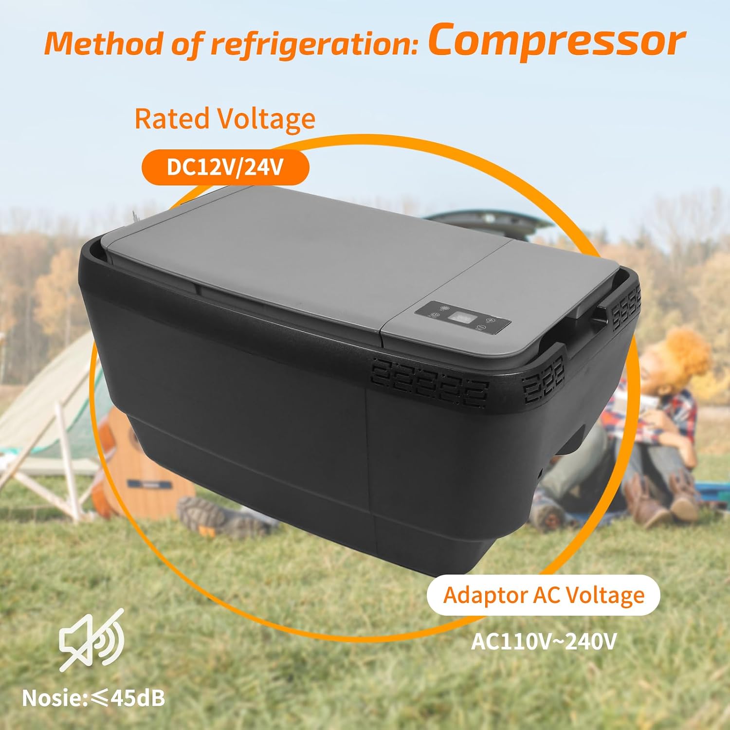 Car Refrigerator for Tesla Model Y, 37QT (35L) 12V Portable Freezer, -4℉~68℉ Trunk Fridge with APP Control, Low Noise & Energy Saving, Camping Road Trip Tailgating, 12/24V DC & 110-240V AC (Grey)