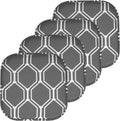 Sweet Home Collection Chair Cushion Memory Foam Pads Honeycomb Pattern Slip Non Skid Rubber Back Rounded Square 16' x 16' Seat Cover, Mirage Gray/White (Pack fo 3)