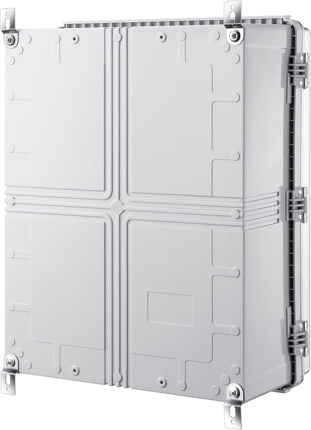 Gratury Junction Box, IP67 Waterproof Plastic Enclosure for Electrical Project, Hinged Transparent Cover, Includes Inner Door, Mounting Plate and Wall Bracket 510×410×200mm (20'×16.1'×7.9' TC-D)