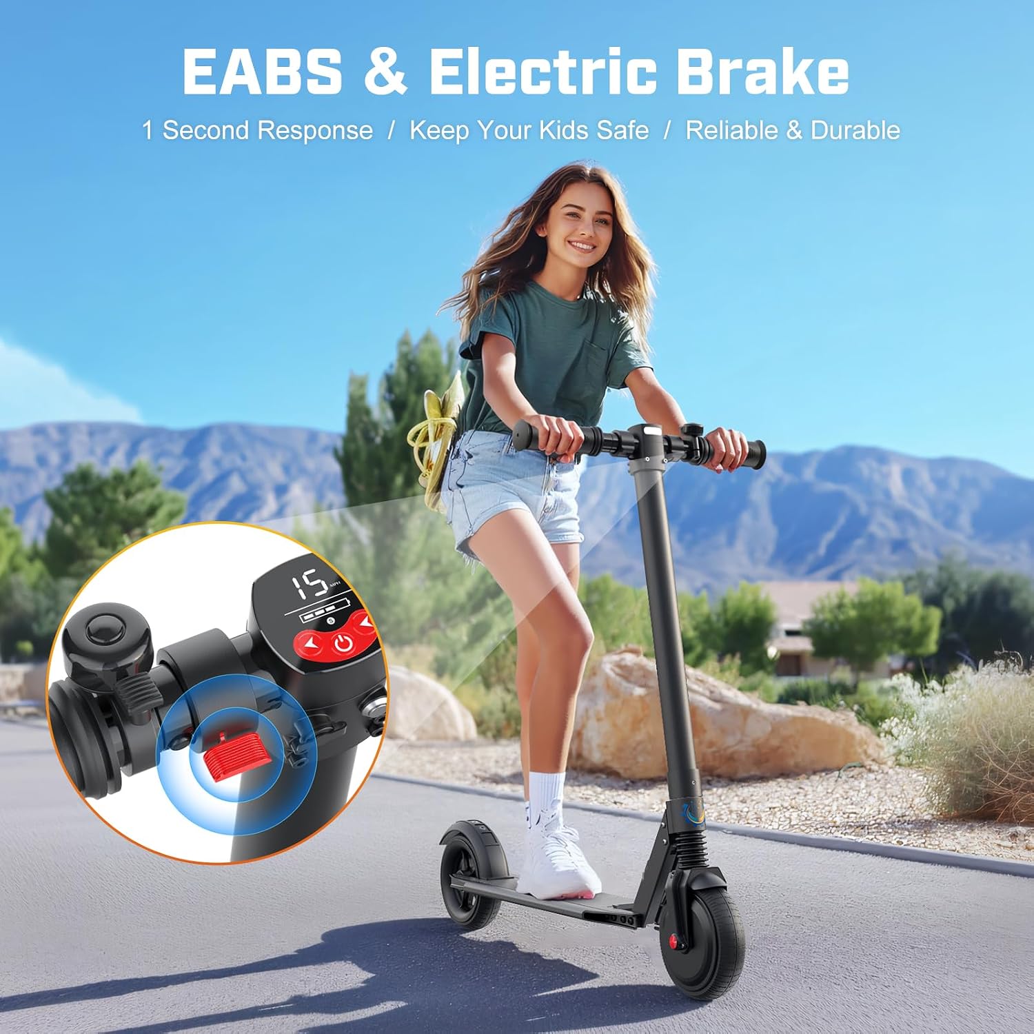 Caroma Electric Scooter Adults Peak 450W, 16-21 Miles Range E Scooter, Safe Speed Control Scooter with Smart LED Display Max 16 MPH, Lightweight Foldable E-Scooter,Electric Scooter for Kids,Gift Idea