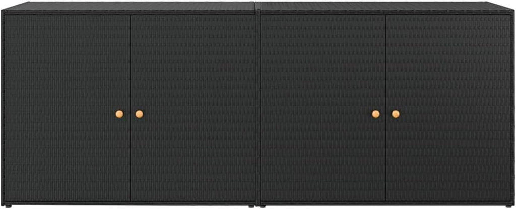 Benjara Elix Outdoor Storage Cabinet Chest- 78' Wide Black Rattan- Brown