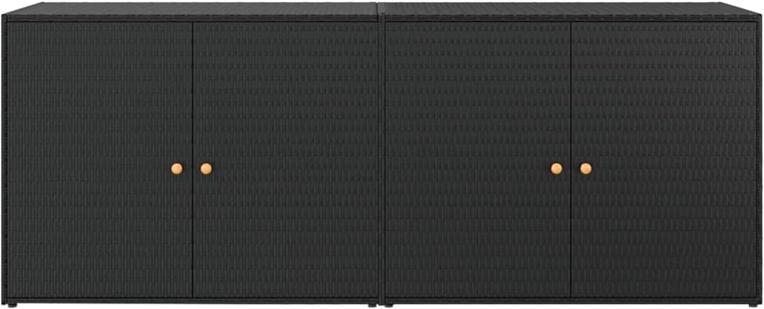 Benjara Elix Outdoor Storage Cabinet Chest- 78' Wide Black Rattan- Brown