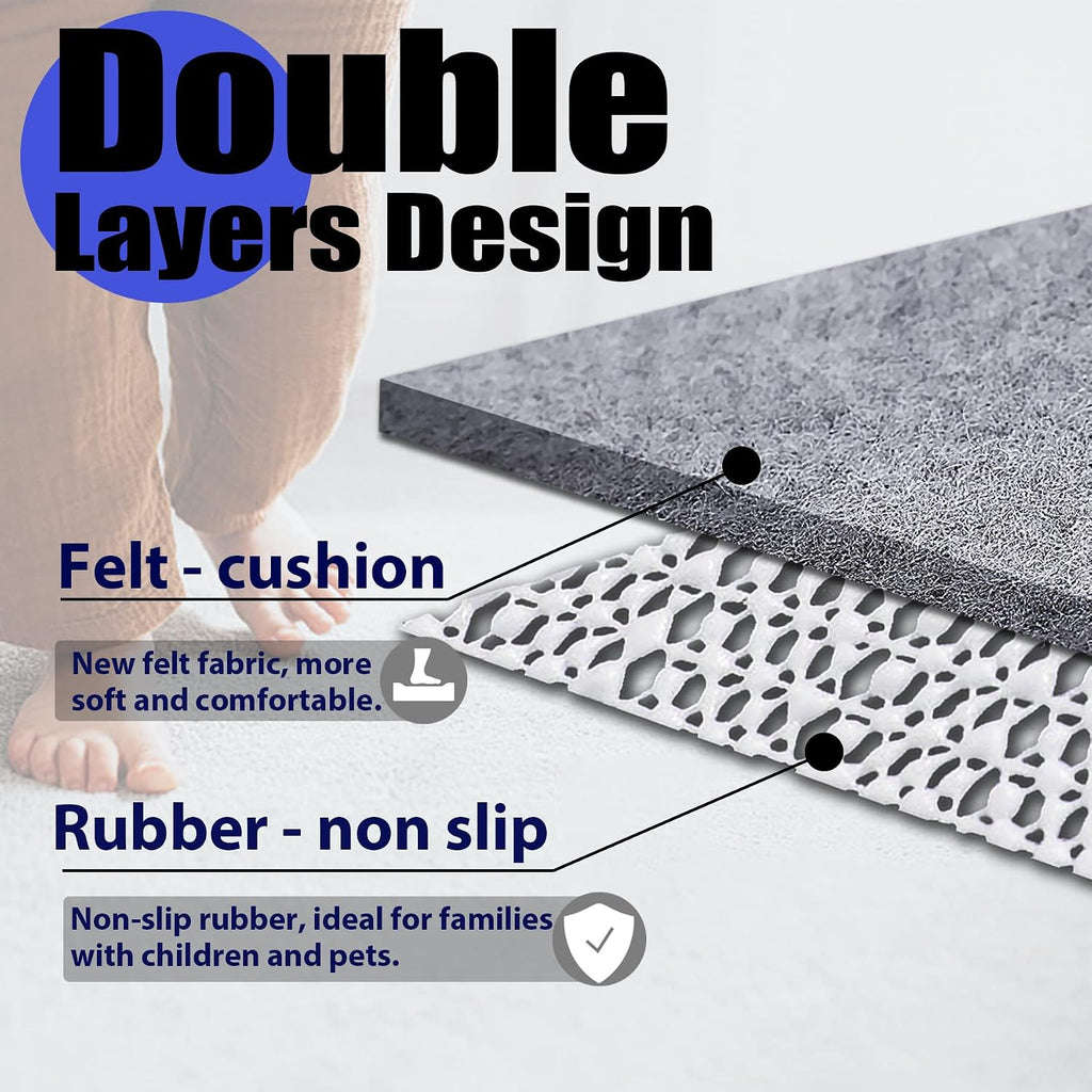 Non Slip Rug Pad Grippers - 8x11 Ft, 1/4' Thick, Felt + Rubber Double Layers Area Carpet Mat Tap, Provides Protection and Cushioning for Hardwood or Tile Floors