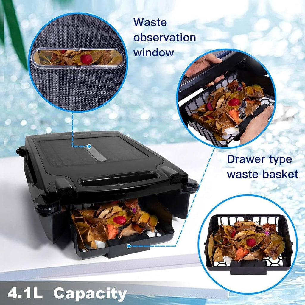 Solar Powered Cordless Robotic Pool Cleaner, Automatic Pool Skimmer Cleaner Robot with Dual Charging 2 Cleaning Modes, Auto Obstacle Avoidance and Escape Function for Above/In-Ground Pools