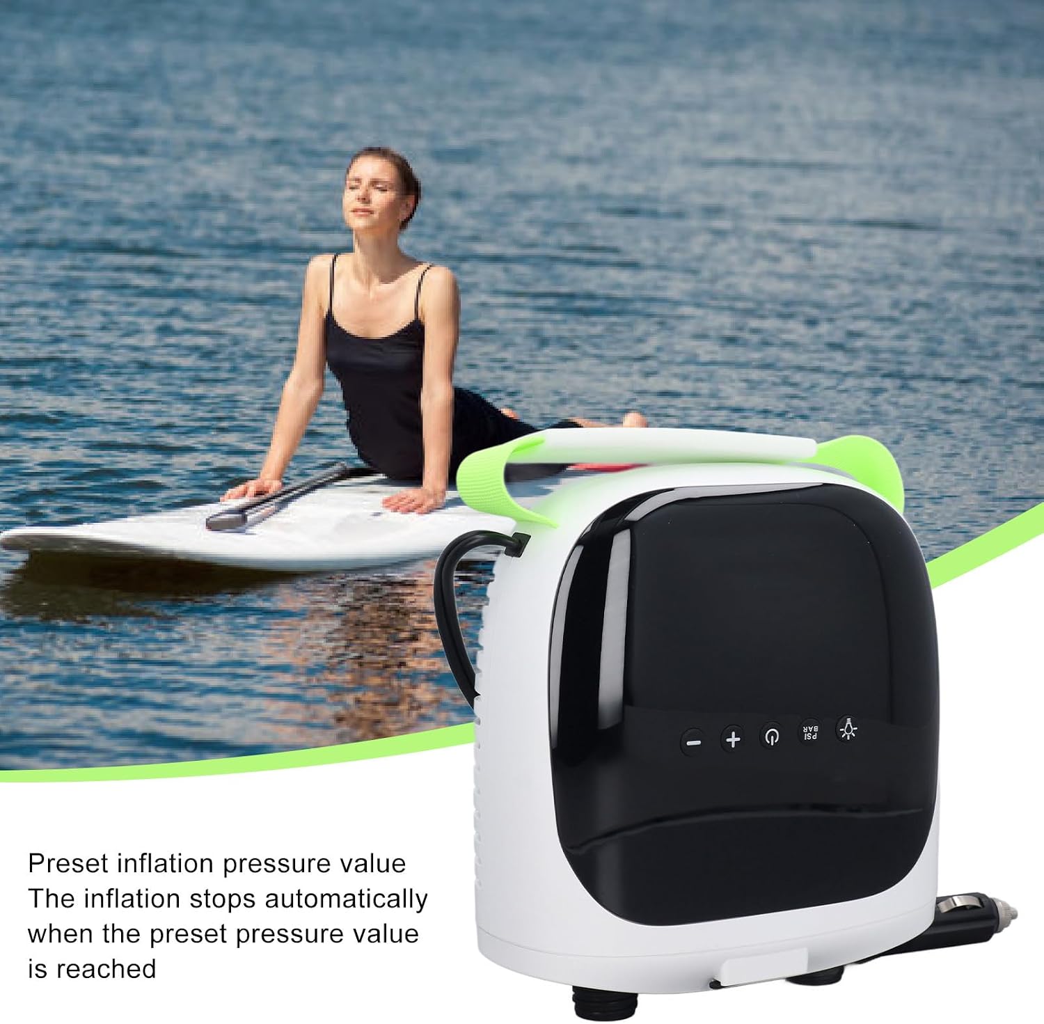 Rechargeable Paddle Board Pump Electric Air Pump Smart Pressure System Segmented Inflation for Inflatable Tent Boat Kayak ABS Material 4000mAh Battery