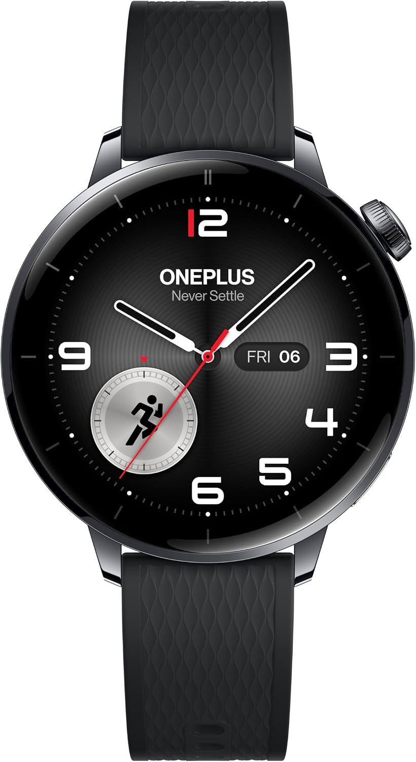 OnePlus Watch 3 43mm Black Steel, WearOS, Black Steel, 32GB Storage, 60h Battery Life, Bluetooth, GPS Navigation, Round Face, 1.32-Inch Display, not Comptable with iOS