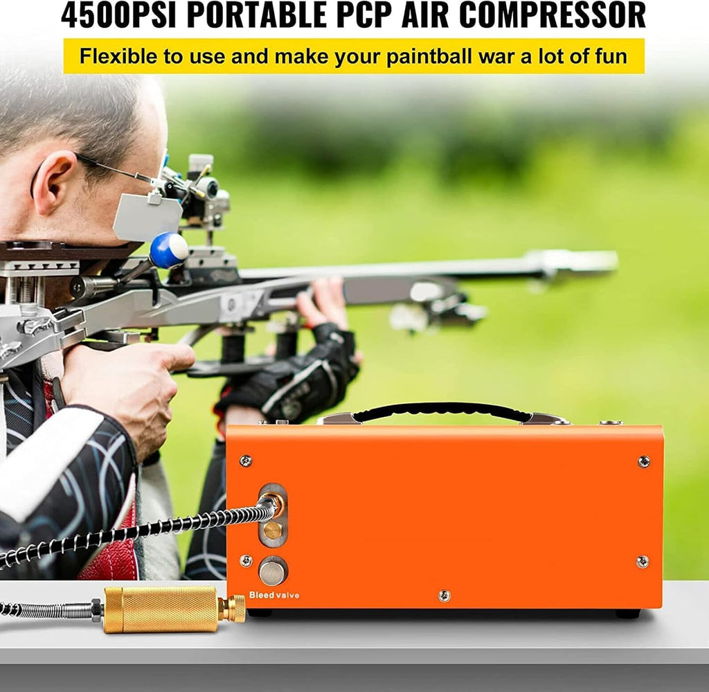 4500 PSI PCP Air Compressor - 12V/110V-240V, High-Pressure Electric Pump for Airgun, Paintball, Diving - Auto-Stop Feature for Safety - 30 MPa Output