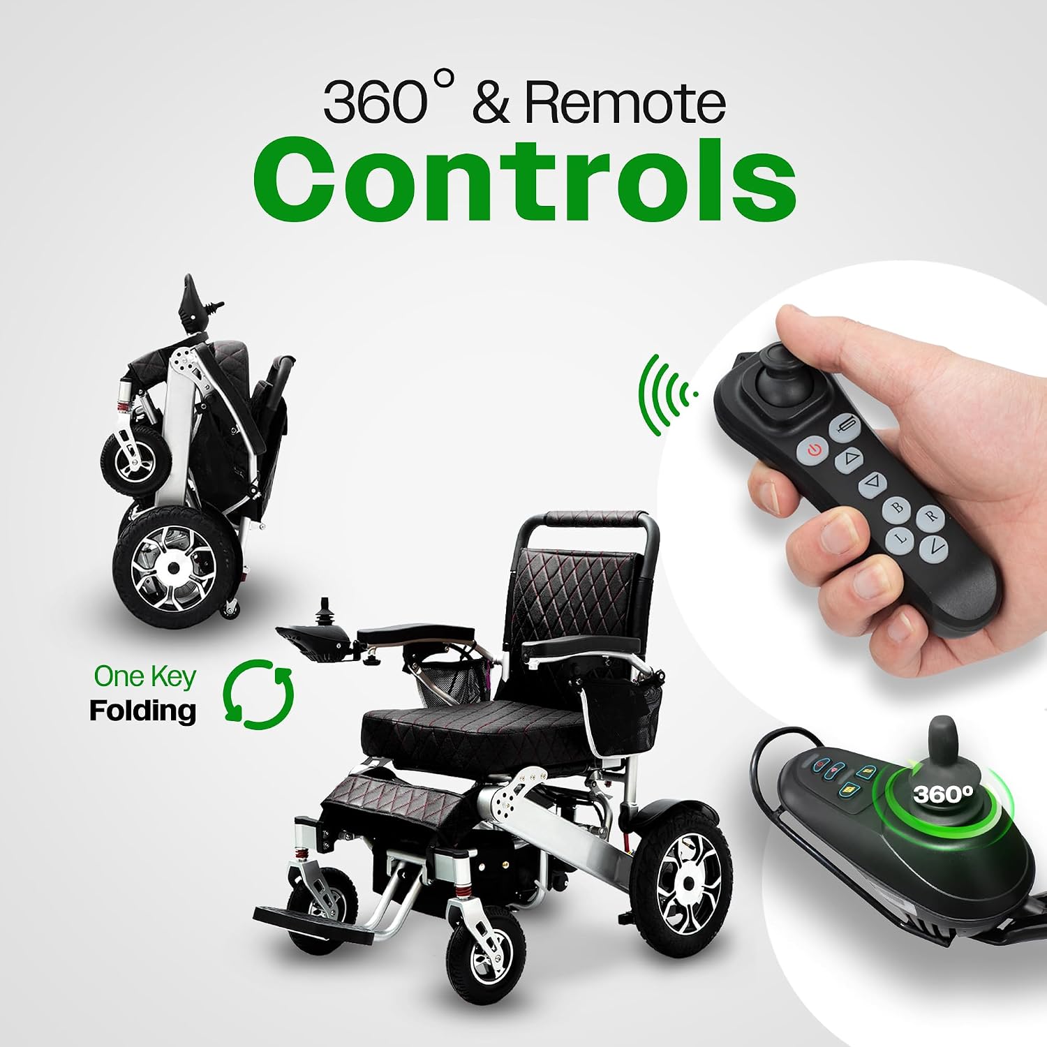 Culver Mobility Wolf Electric Wheelchair for Adults – Lightweight, Foldable, All-Terrain Power Wheelchair XL with Remote Control. Gift: Travel Bag, Cup Holder & Phone Holder (Black).