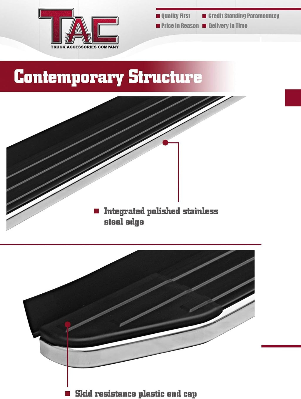 TAC Running Boards Fit 2007-2017 Chevy Traverse (Exclude Denali) | 2007-2016 GMC Acadia (Excluding Denali) | 2007-2010 Saturn Outlook | 2007-2009 Buick Enclave SUV Aluminum Black Side Steps 2 Pcs
