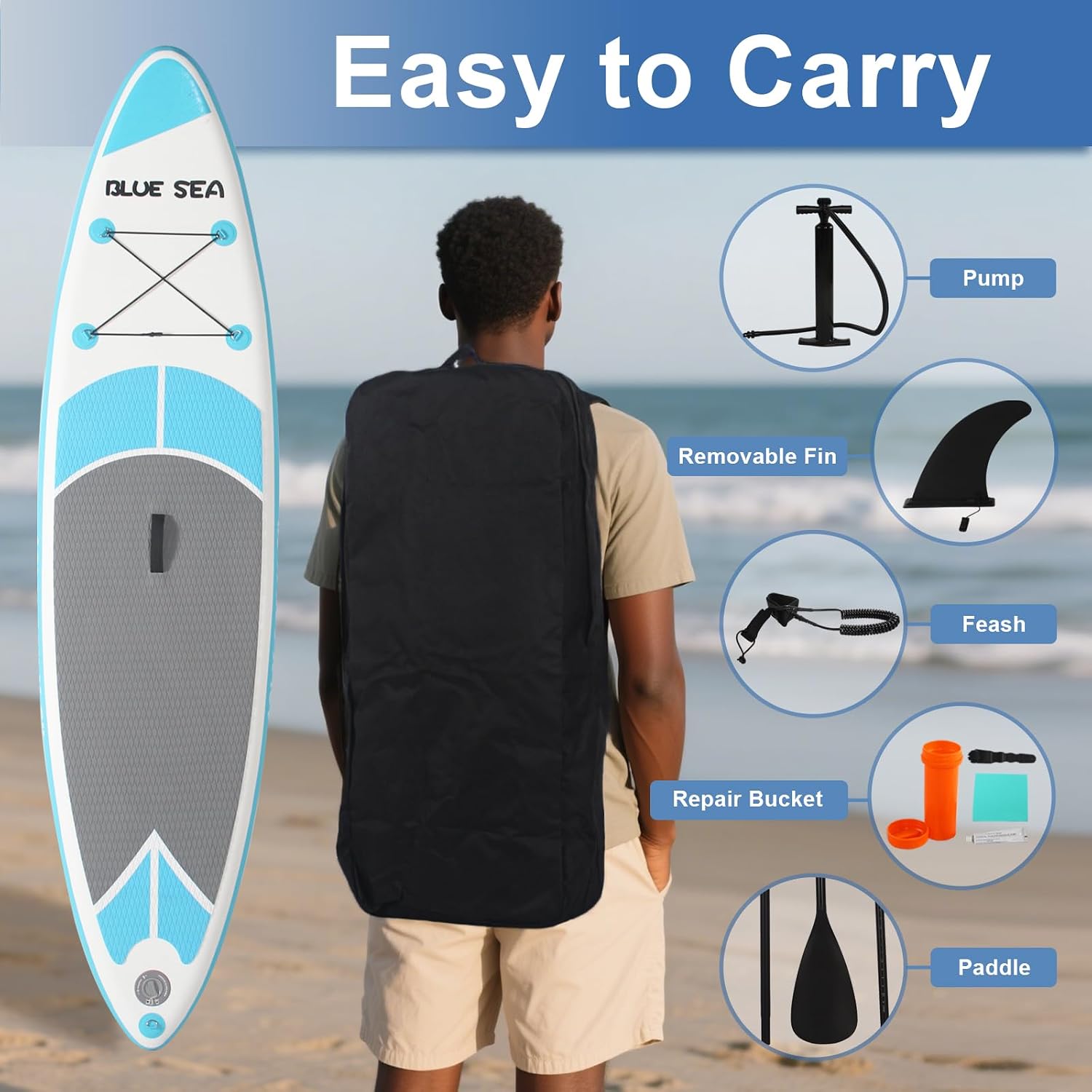 Inflatable Stand up Paddle Board, Extra Wide SUP, with Premium Paddleboard Accessories, Hand Pump, Backpack, Adult & Youth, for Yoga Fishing Paddling