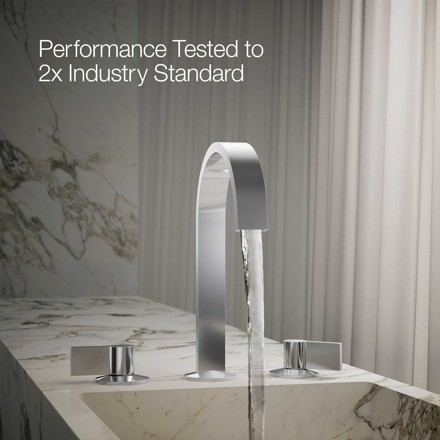 Kohler 77968-CP Components® Bathroom Sink Faucet spout with Ribbon Design, 1.2 gpm, Polished Chrome