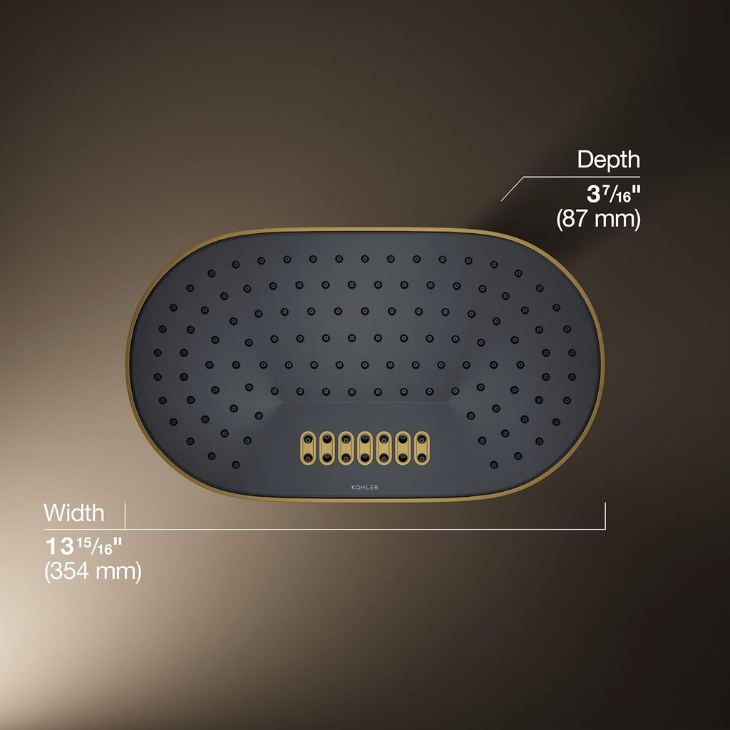 Kohler 26295-2MB Statement® Oblong 14' two-function rainhead, 2.5 gpm, Vibrant Brushed Moderne Brass