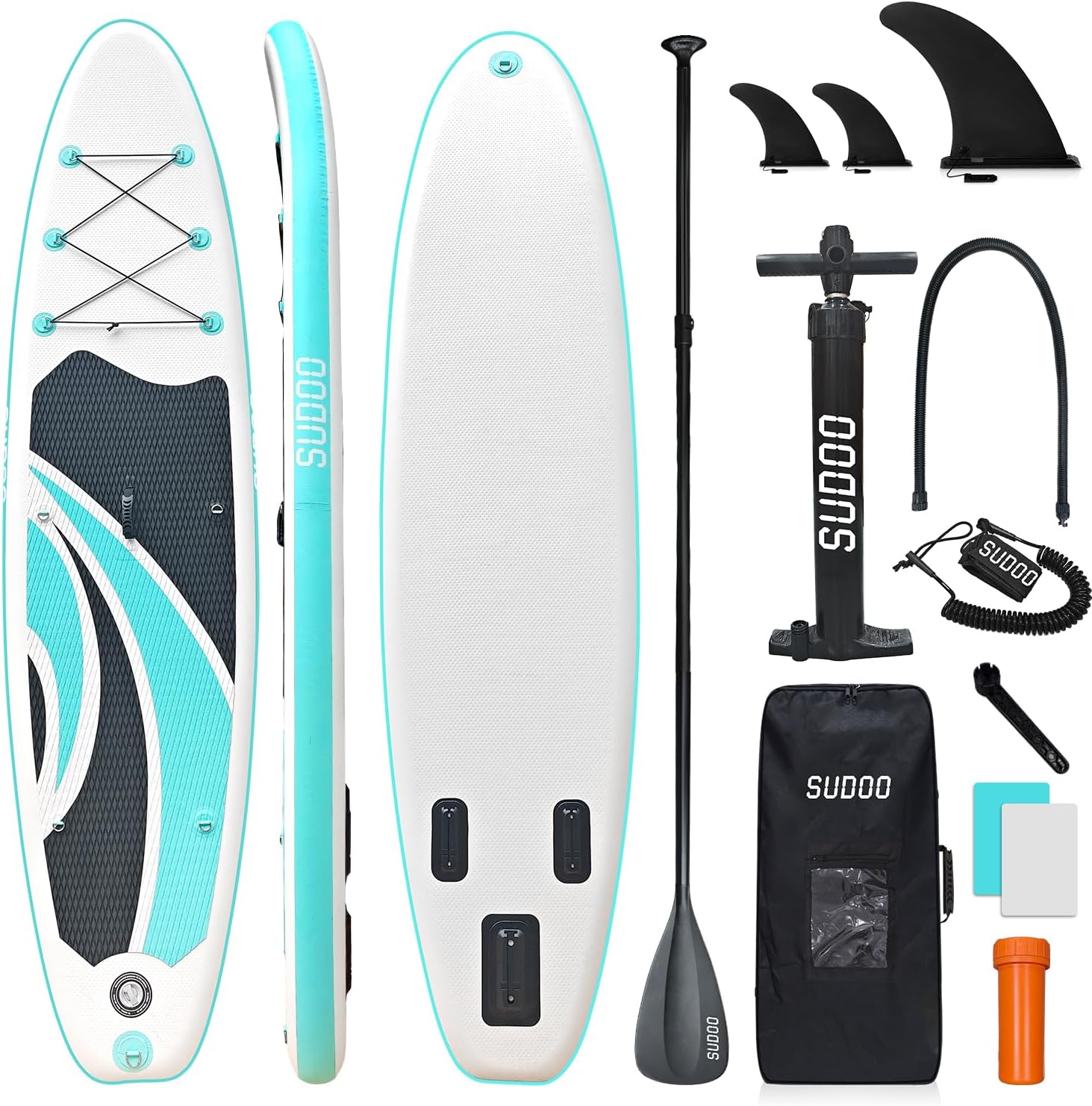 SUDOO Inflatable Stand Up Paddle Board 10'/ 10'6' SUP with 450LB Weight Capacity Adjustable Paddle Wide Stable Non Slip EVA Deck Complete Accessories for Adults Beginners Youth Outdoor Water Sports