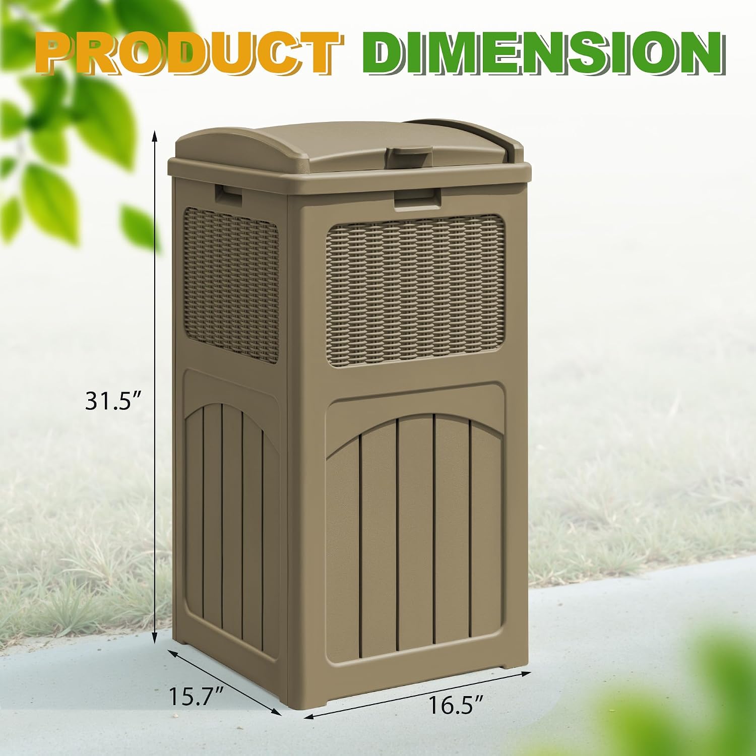 Greesum 2 Pack 33 Package Delivery Box for Outside, Patio Waterproof Resin Garbage Bin with Lid for Hideaway, Deck, Patio, Light Coffee