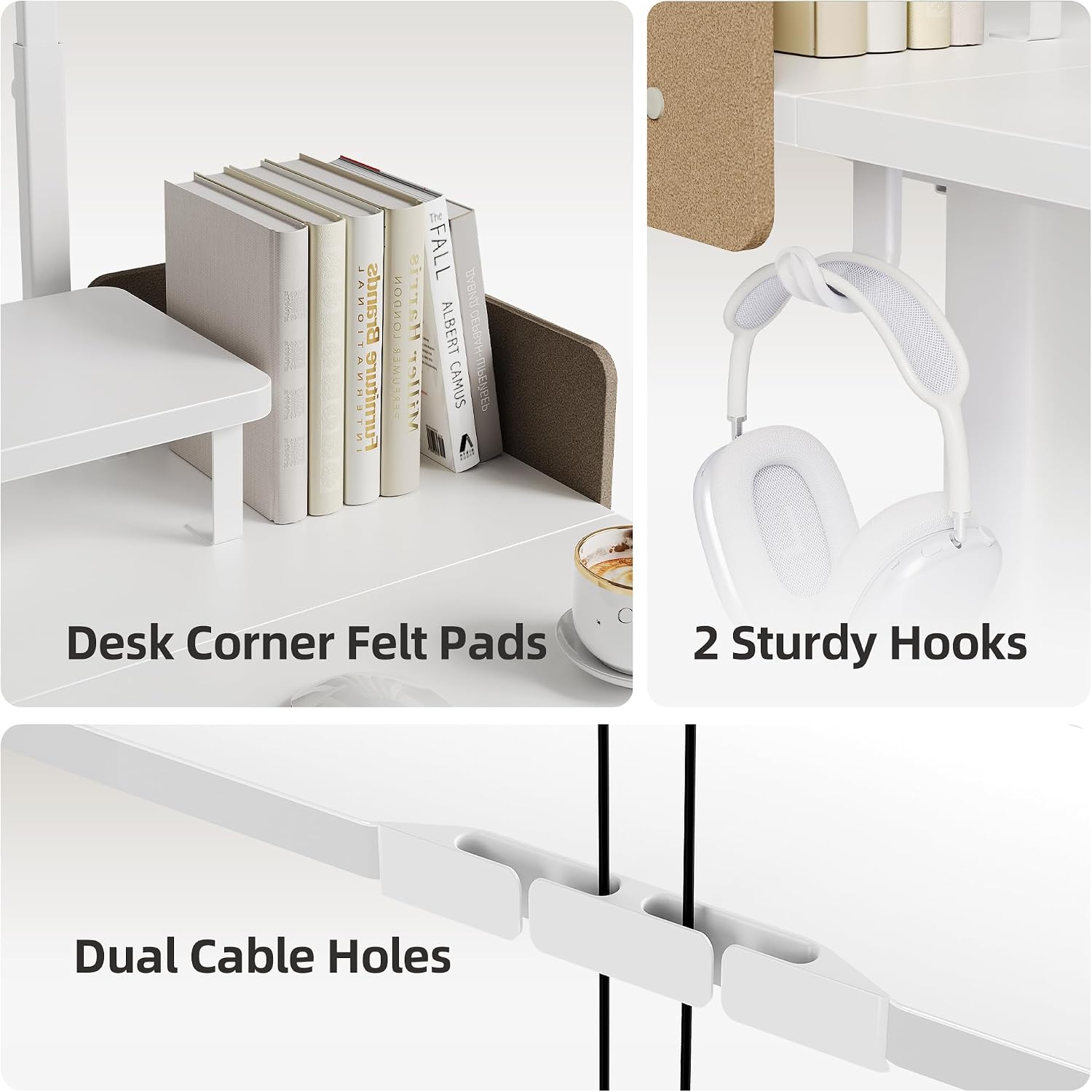 Claiks Electric Standing Desk with Monitor Stand, 55 Inches Electric Height Adjustable Desk with Removable Shelves, Stand Up Computer Desk Workstation, White