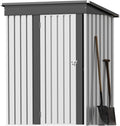 Greesum 5×3 FT Outdoor Storage Shed, Metal Storaged Sheds Without Floor, Tool Sheds with Lockable Doors and Sloping Roof for Garden, Patio, Backyard, White