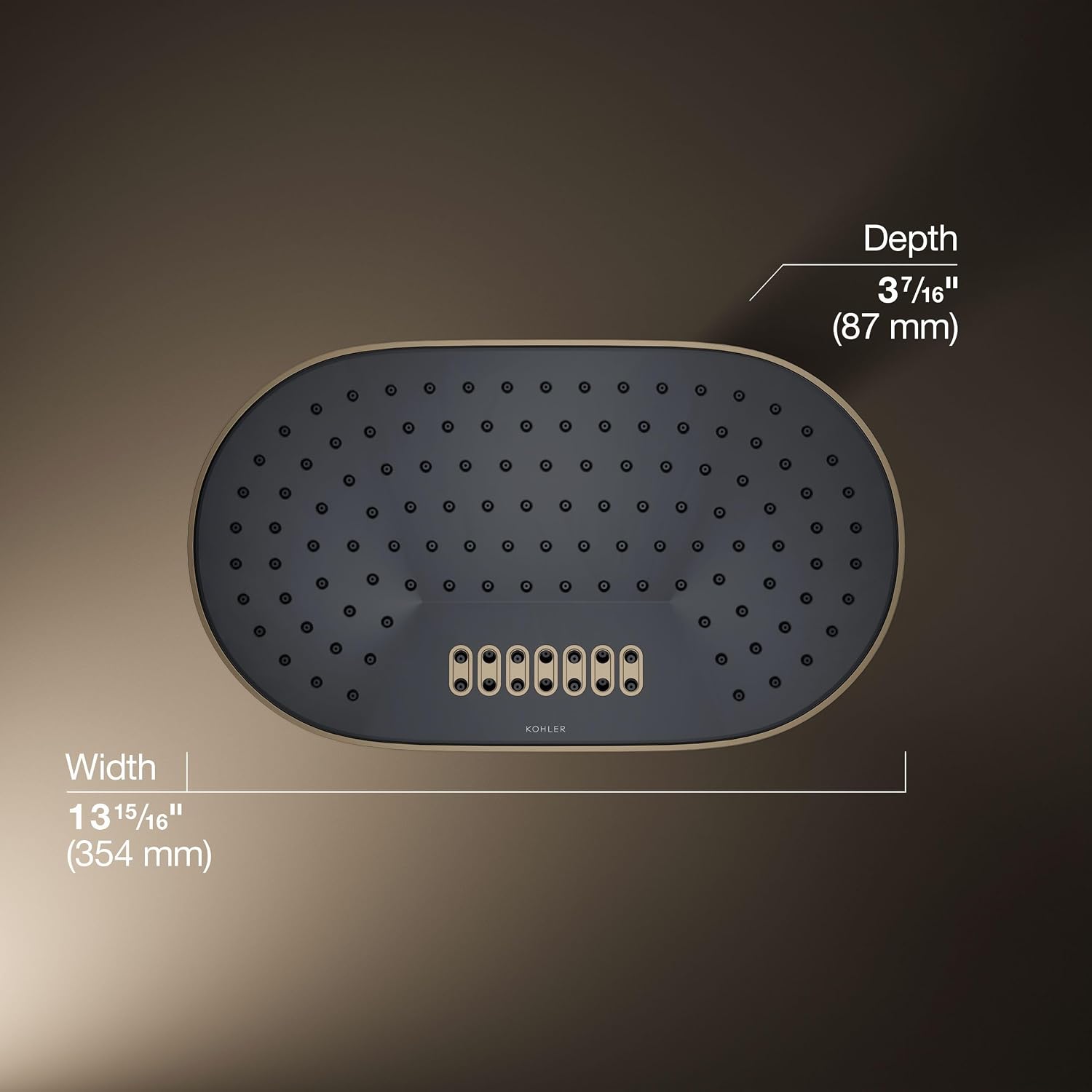 Kohler 26295-BV Statement® Oblong 14' two-function rainhead, 2.5 gpm, Vibrant Brushed Bronze