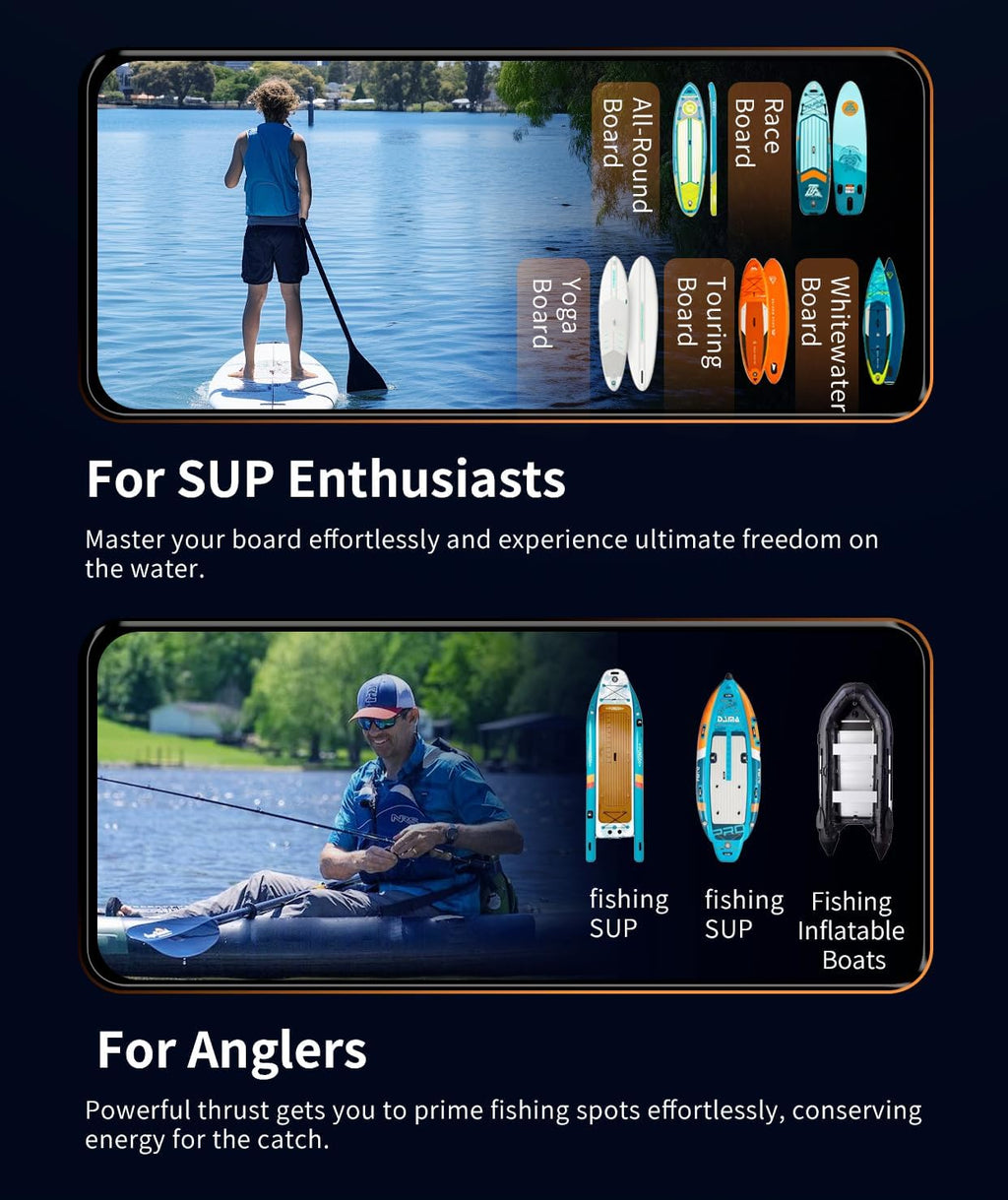 Fin Booster | Electric Fin for Paddleboard | Paddle Board Motor | Edge K4 Kayak Motor with XL Battery B8 37,600 MAH with steering for Kayak and Paddle board I Paradise Pad