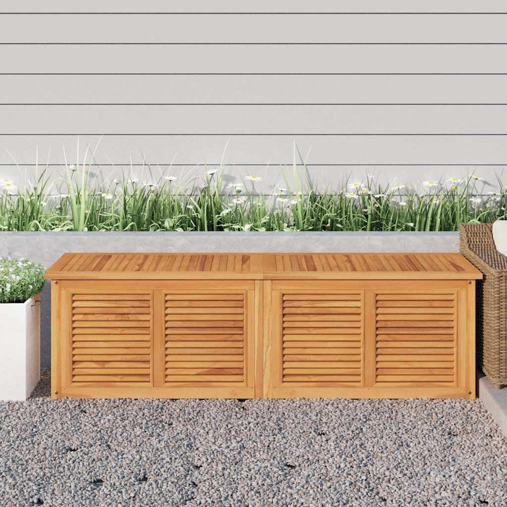 vidaXL Solid Teak Wood Patio Storage Box with Water- PE Bag, ic Indoor and Outdoor Furniture with Ample Storage Space – 68.9'x19.7'x20.9'