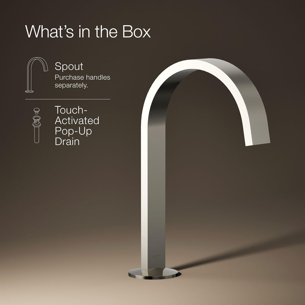Kohler 77968-SN Components® Bathroom Sink Faucet spout with Ribbon Design, 1.2 gpm, Vibrant Polished Nickel