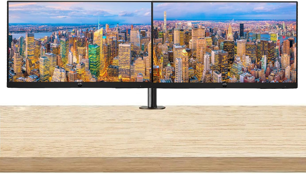 HP Series 3 Pro 24-inch 324pf Full HD (1920 x 1080) LCD IPS Monitor, 2-Pack, VGA, DisplayPort Bundled with Desk Mount Dual Monitor Stand
