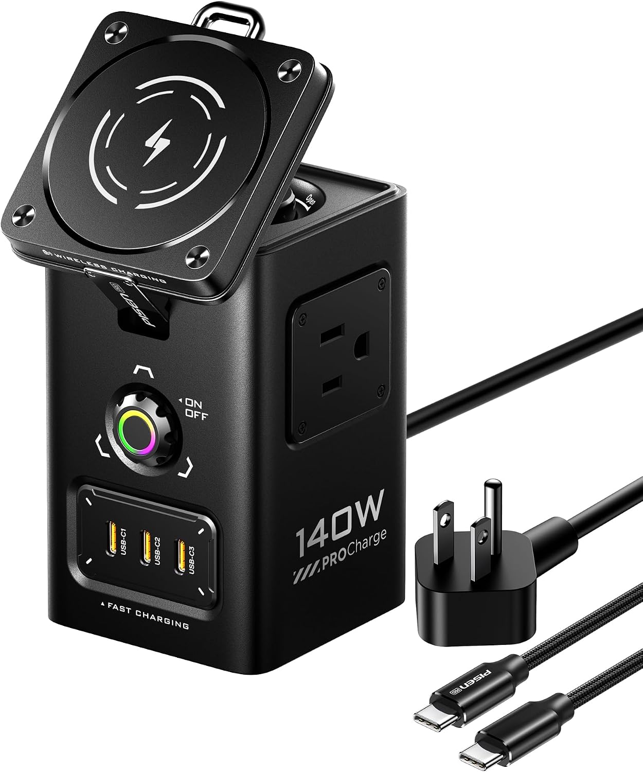 PISEN 8-in-1 Mag-Safe Charger Stand - 140W Charging Station for Multiple Devices Mag-Safe Stand Magnetic Qi2 Wireless Charger for iPhone 17/16/15/14/13/12 Series, Magnetic Charger for Apple Watch