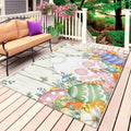 Easter Outdoor Rug for Patio/Deck/Porch, Non-Slip Large Area Rug 6 x 9 Ft, Spring Rabbit Ears Foot Colorful Eggs Leaf Floral Indoor Outdoor Rugs Washable Area Rugs, Camping Rug Carpet Runner