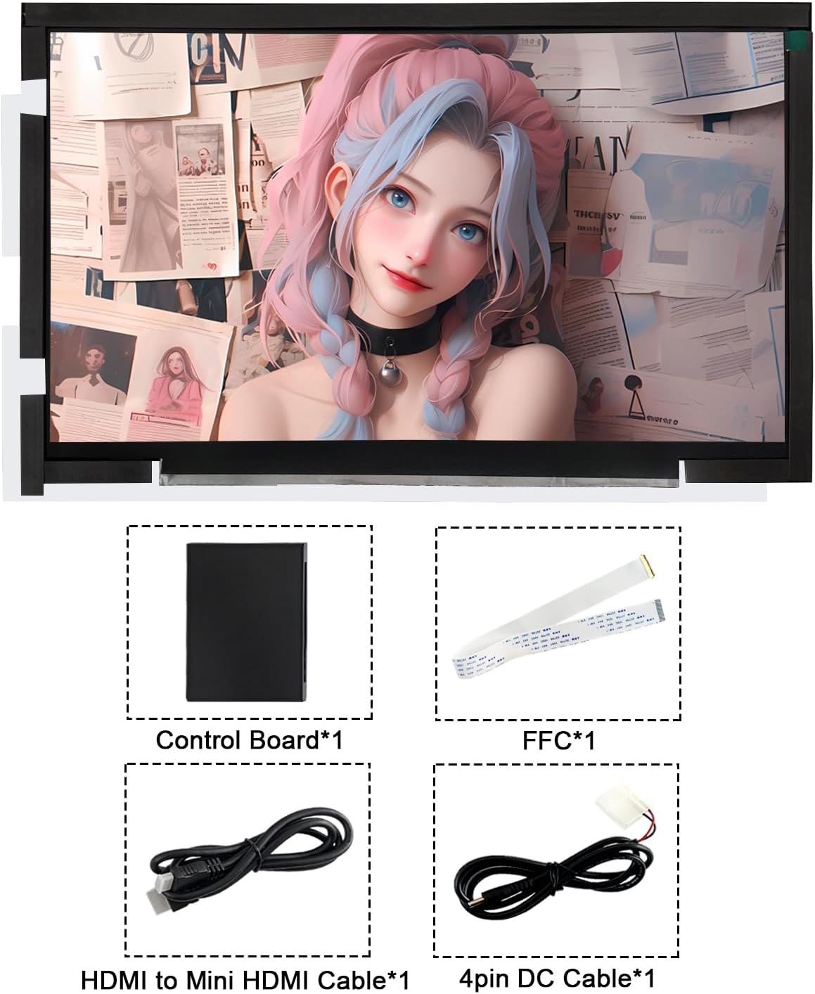 wisecoco 14 Inch LCD Screen for Lian Li O11 Mini PC Case FHD 1920x1080 Laptop Screen Replacement PC Secondary Display HDMI 72% NTSC(White)