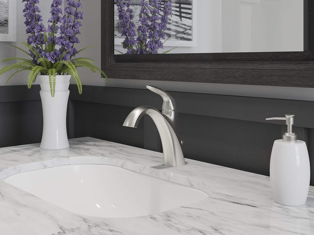 KOHLER Alteo K-45800-4-BN Single Handle Single Hole or Centerset Bathroom Faucet with Metal Drain Assembly in Brushed Nickel