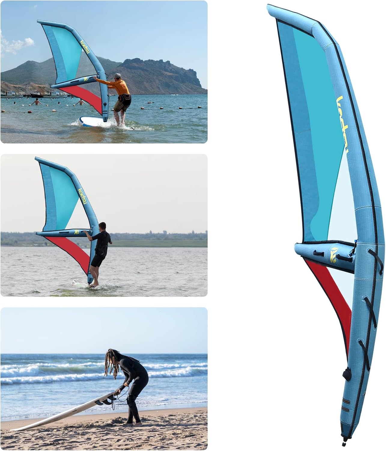 Professional Inflatable Paddle Board for Adults 14.27 * 6.17 ft, Freestanding Paddle Board, with Inflatable Sail, Pump, Backpack, Foot Strap, Pump Hose